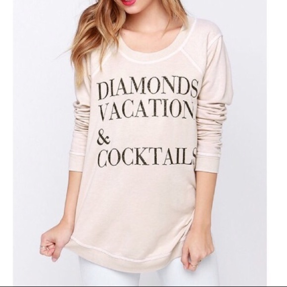 Chaser Tops - Chaser: Light Beige Diamond Vacations & Cocktails